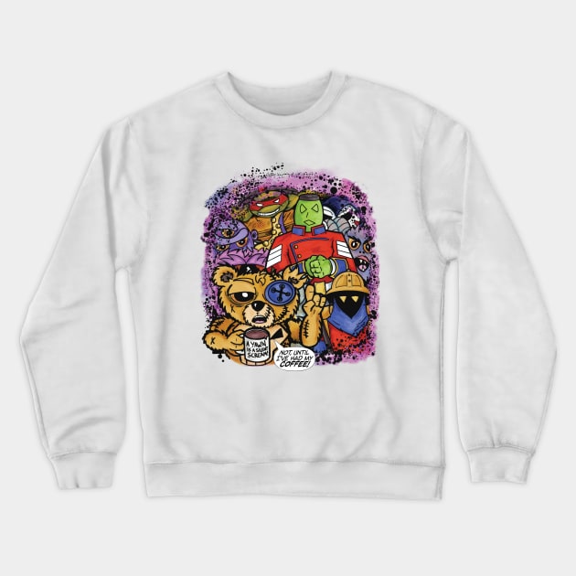 Mr. Button - Coffee First! Crewneck Sweatshirt by Alt World Studios